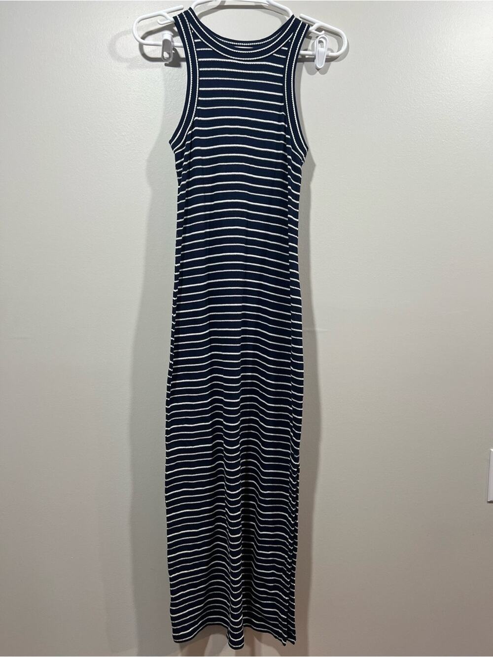 LOFT Navy and White Striped 100% Cotton Maxi Dress Size XS
